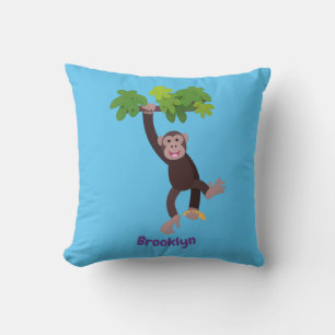 Almofada Chimpanzé bonito na selva pendurada em desenho ani