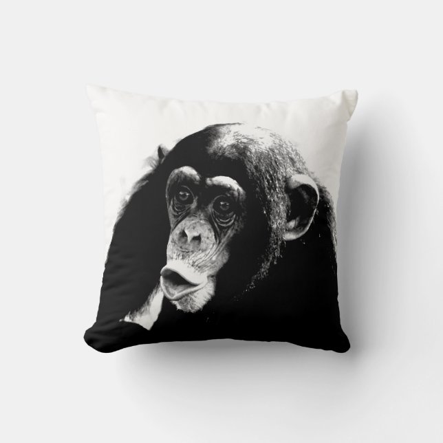 Almofada Chimpanzé branco preto (Frente)