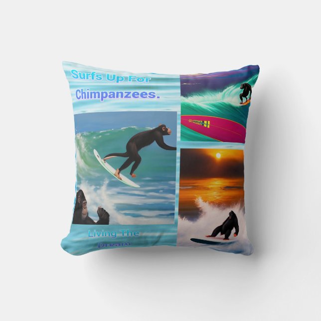 Almofada Chimpanzés Surfing Photo Collage, Cushion (Frente)
