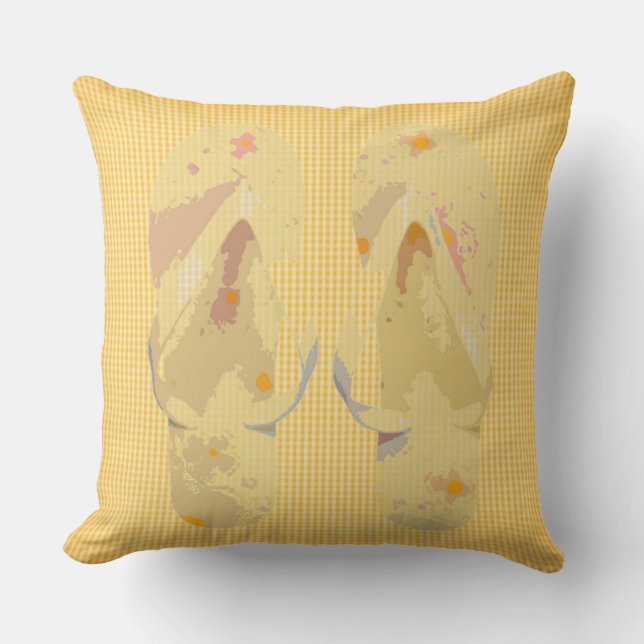 Almofada Chinelos Fundo de distribuição amarela (Frente)