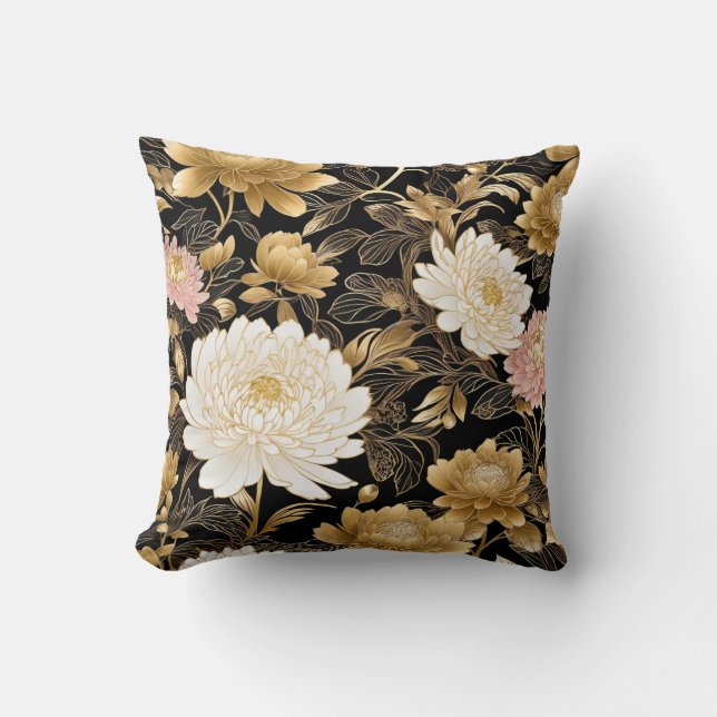 Almofada Chinese gold flowers .Beautiful and elegant fabric (Frente)