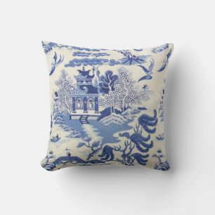 Almofada Chinoiserie azul e branca