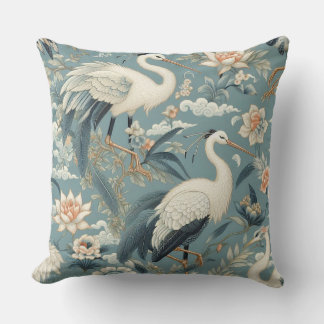 Almofada Chinoiserie Crane Blue and White