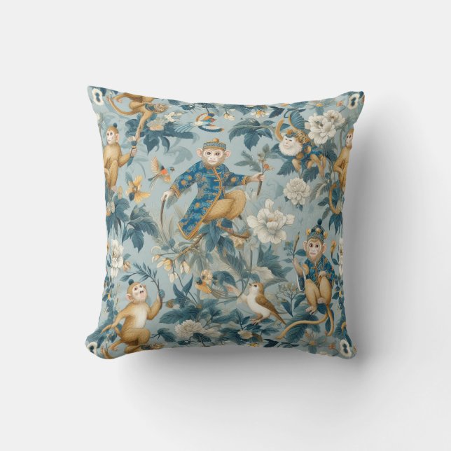 Almofada Chinoiserie Monkey Blue (Frente)