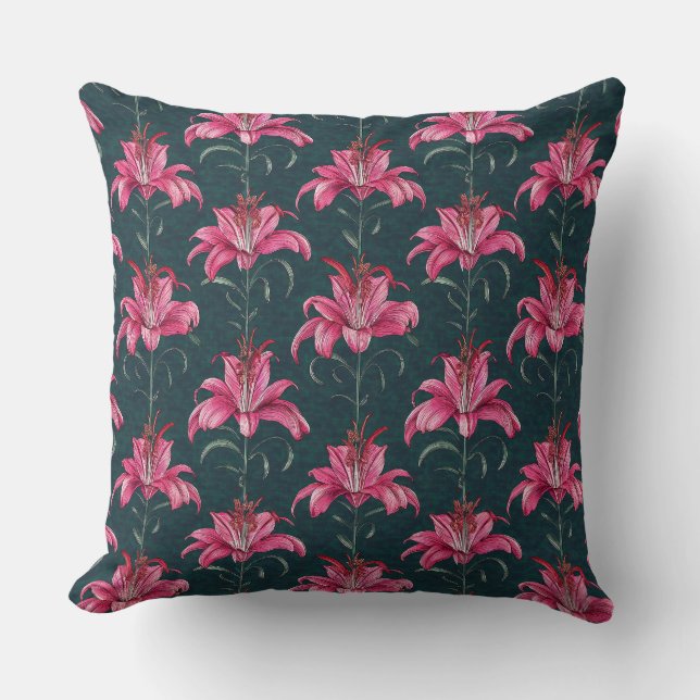 Almofada Chinoiserie Pink Lily Motif Pattern (Frente)