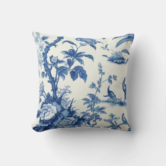 Almofada Chinoissérie Azul e Branca