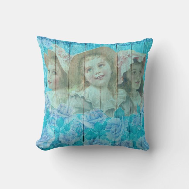 Almofada Chique 3 Pequenas Garotas Vitorianas Floral (Frente)