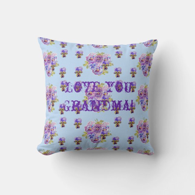 Almofada Chique Azul Floral Te Ama Avó Cushion (Frente)