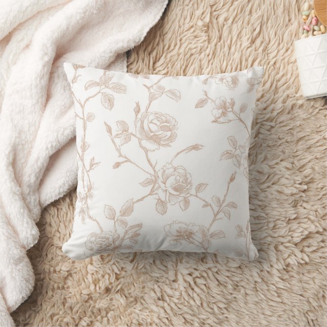 Almofada Chique Floral Creme Branco Bonito (Cobertor)