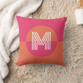 Almofada Chique Monograma Geométrico Moderno Rosa Laranja R