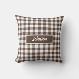 Almofada Chocolate Brown Plaid Gingham Customizable