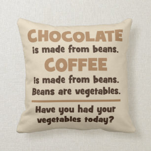 Almofada Chocolate, café, feijões, vegetais - novidade