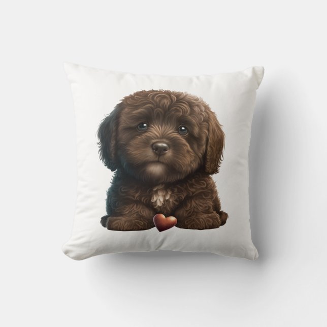 Almofada Chocolate Havanese Puppy Love Design Por HavaHug (Frente)