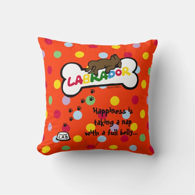 Almofada Chocolate Labrador com uns desenhos animados (Frente)