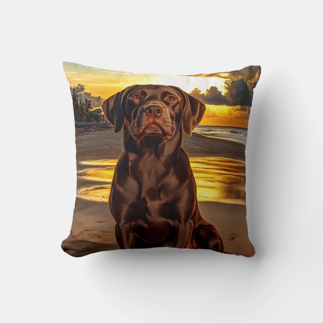 Almofada Chocolate Labrador no Sunset (Frente)