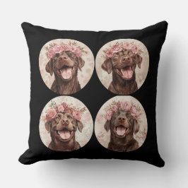 Almofada Chocolate Labrador Retriever Cachorro Rosa