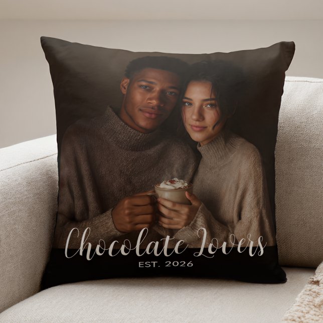 Almofada Chocolate Lovers Couple Established Photo Gift (Criador carregado)