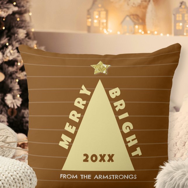 Almofada Chocolate Minimalist Christmas Tree (Chocolate Minimalist Christmas Tree Throw Pillow ©Susanne Sachers - Sunny Mind 🌞)