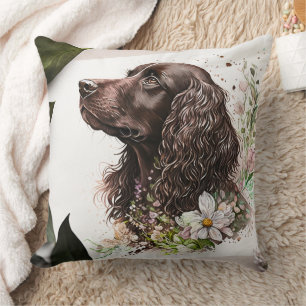 Almofada Chocolate Spaniel Linda Pintura de Aquarela
