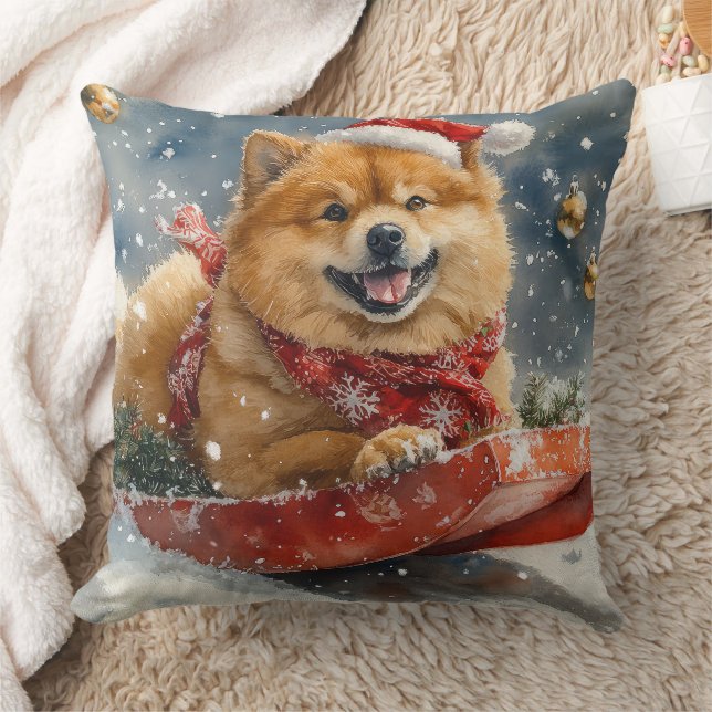 Almofada Chow Chow Dog Sledge Deixe-o nevar no Natal (Cobertor)