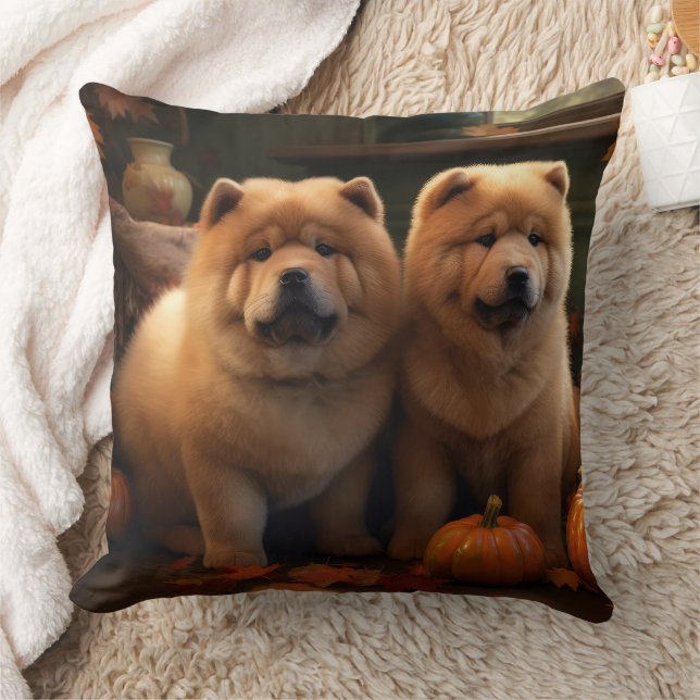 Almofada Chow Chow Puppy Autumn Delight Pumpkin (Cobertor)