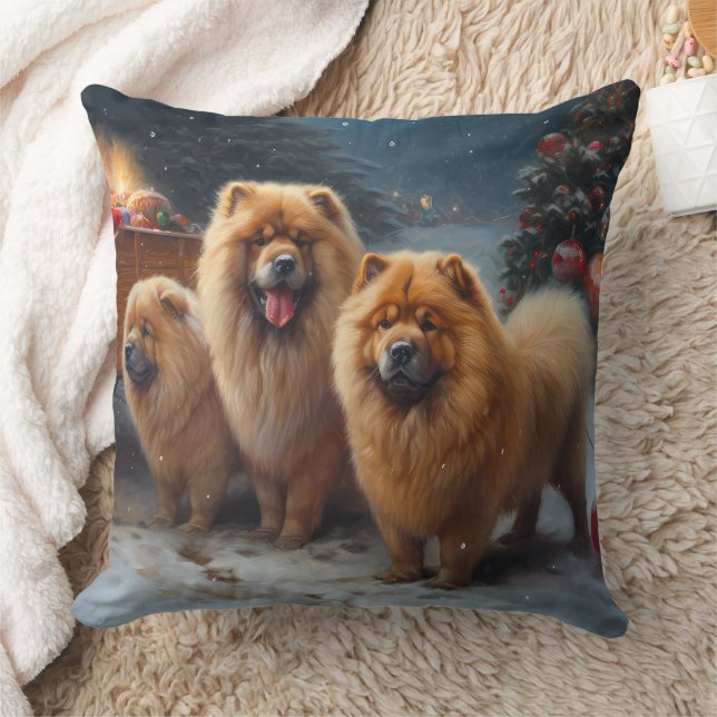 Almofada Chow Chow Snowy Sleigh Decência de Natal (Cobertor)