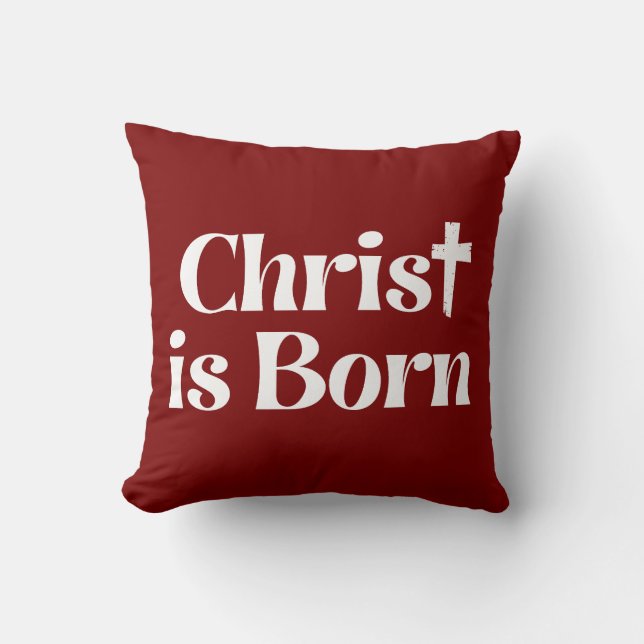 Almofada Christ Is Born Christmas Typography (Frente)