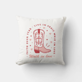 Almofada Christian Country Girl cita bota rosa-branca