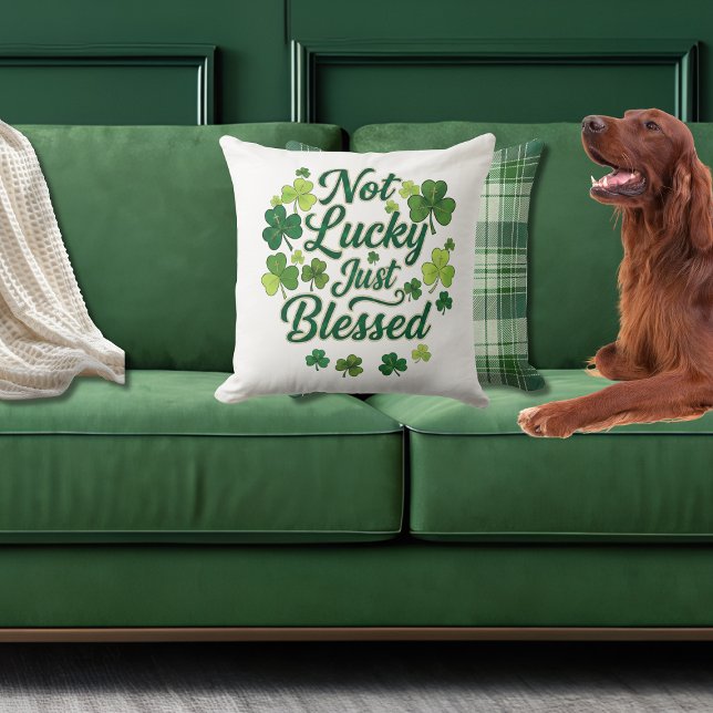 Almofada Christian Shamrock Not Lucky Green Plaid  (Criador carregado)