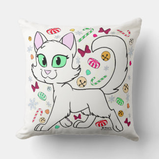 Almofada Christmas Cat Throw Pillow (White)