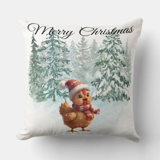 Almofada Christmas Chicken Throw Pillow (Frente)