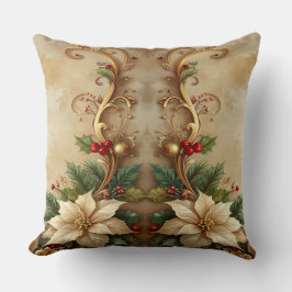 Almofada Christmas Floral Holiday Throw Pillow