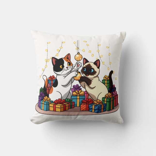 Almofada Christmas Gifts & Ornaments Cats (Frente)