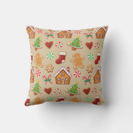 Almofada Christmas Gingerbread House Cookies Throw Pillow