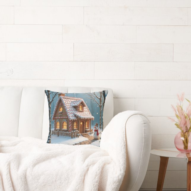 Almofada Christmas Gingerbread House With a Snowman  (Sofá)