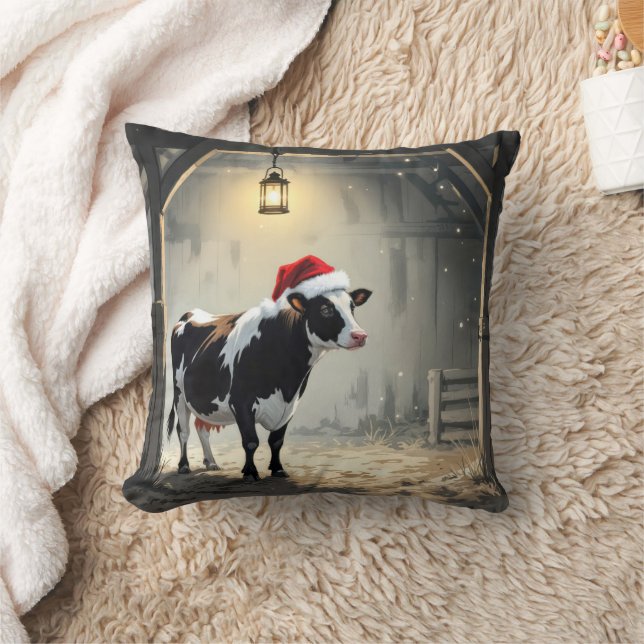 Almofada Christmas Hereford Cow In Barn Doorway (Cobertor)