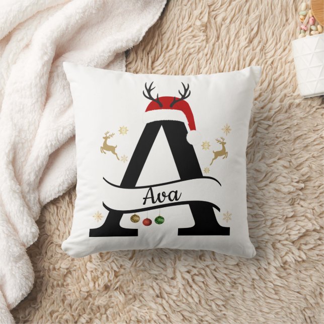Almofada Christmas Letter A Initial – Festive Holiday Desig (Cobertor)