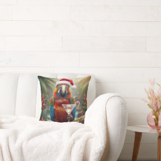 Almofada Christmas Macaw Parrot With Martini Cocktail