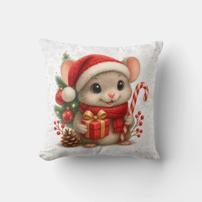 Almofada Christmas Mouse Throw Pillow (Frente)