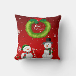 Almofada Christmas Pillow with Cute Snowmen and Holiday