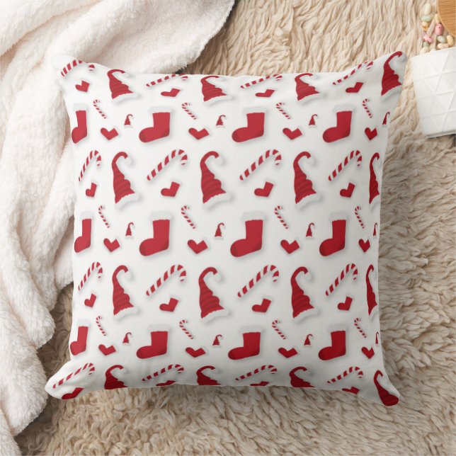 Almofada Christmas Pillow with Hats, Stockings & Candy Cane (Cobertor)