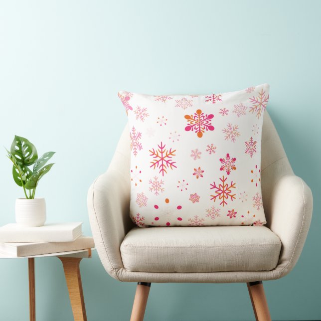 Almofada Christmas Pillow with Pink Snowflakes (Cadeira)