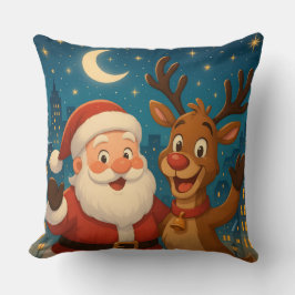 Almofada Christmas Pillows - Santa & Reindeer - Home Decor 