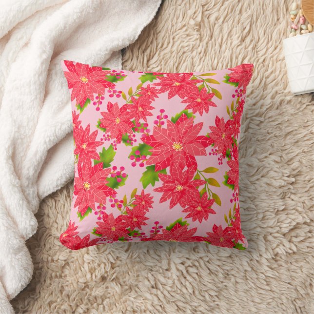 Almofada Christmas Poinsettia Pink (Cobertor)