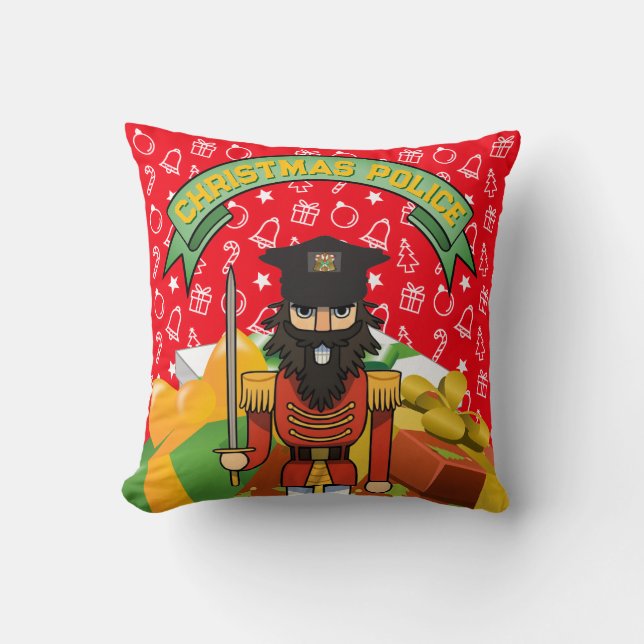 Almofada 🎄 Christmas Police Throw Pillow – Funny Holiday N (Frente)