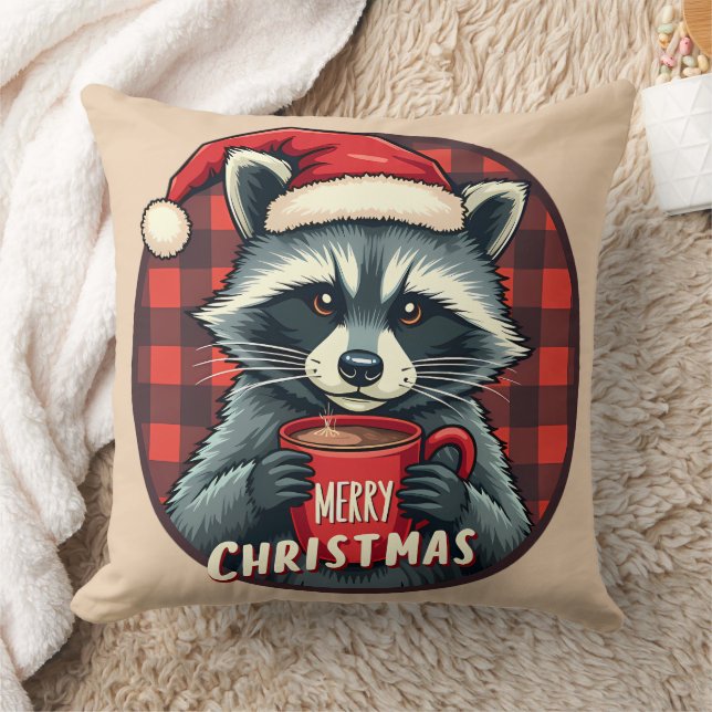 Almofada Christmas Raccoon Cocoa Cheer (Cobertor)