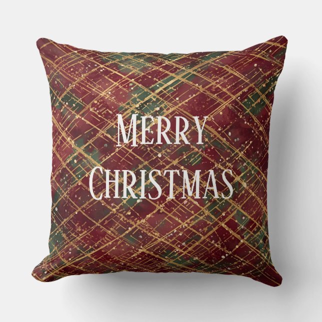 Almofada Christmas, Red Gold Green ,White Merry Christmas (Frente)