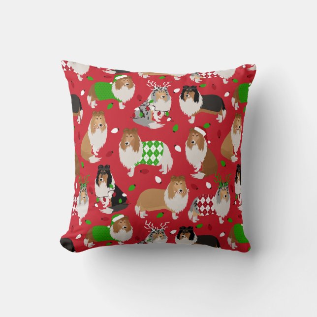 Almofada Christmas Rough Collie (Frente)