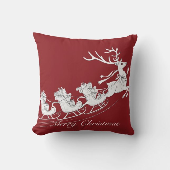 Almofada Christmas Sleigh with Reindeer (Frente)
