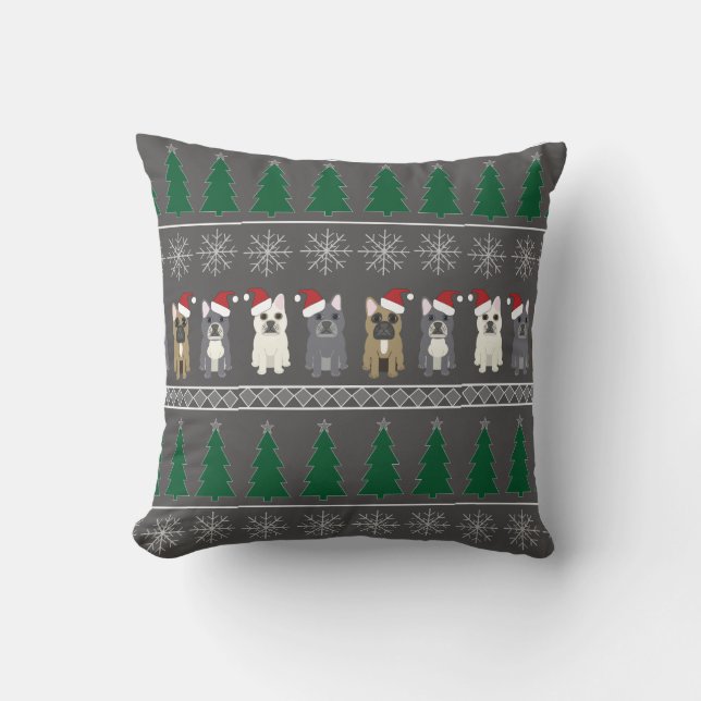 Almofada Christmas Snowflakes, Santa Dog, Tree (Frente)